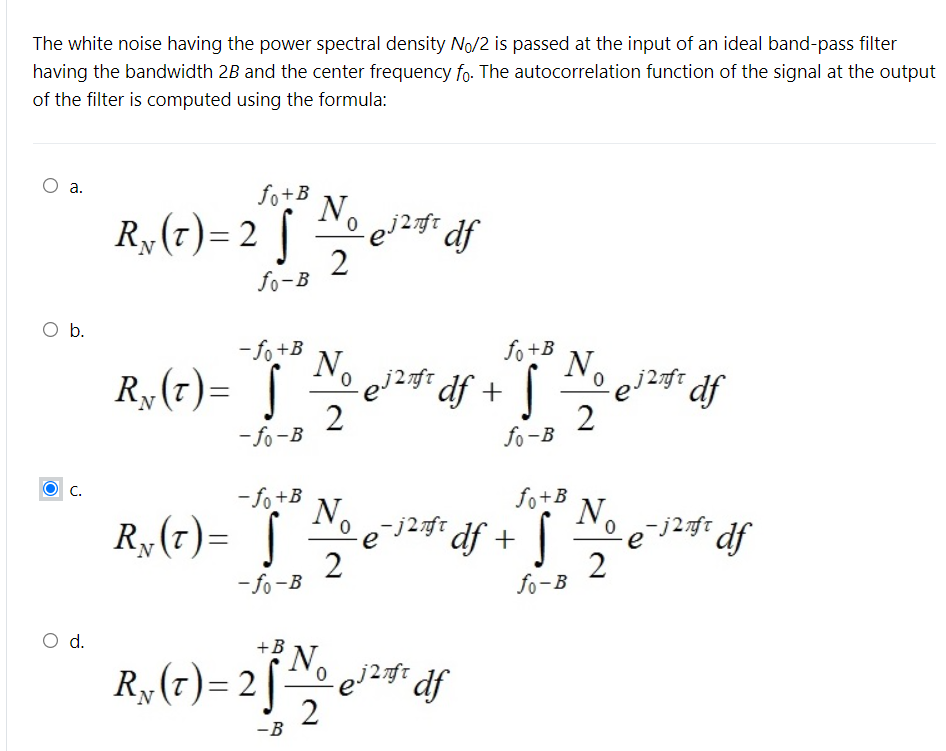 Solved The white noise having the power spectral density | Chegg.com