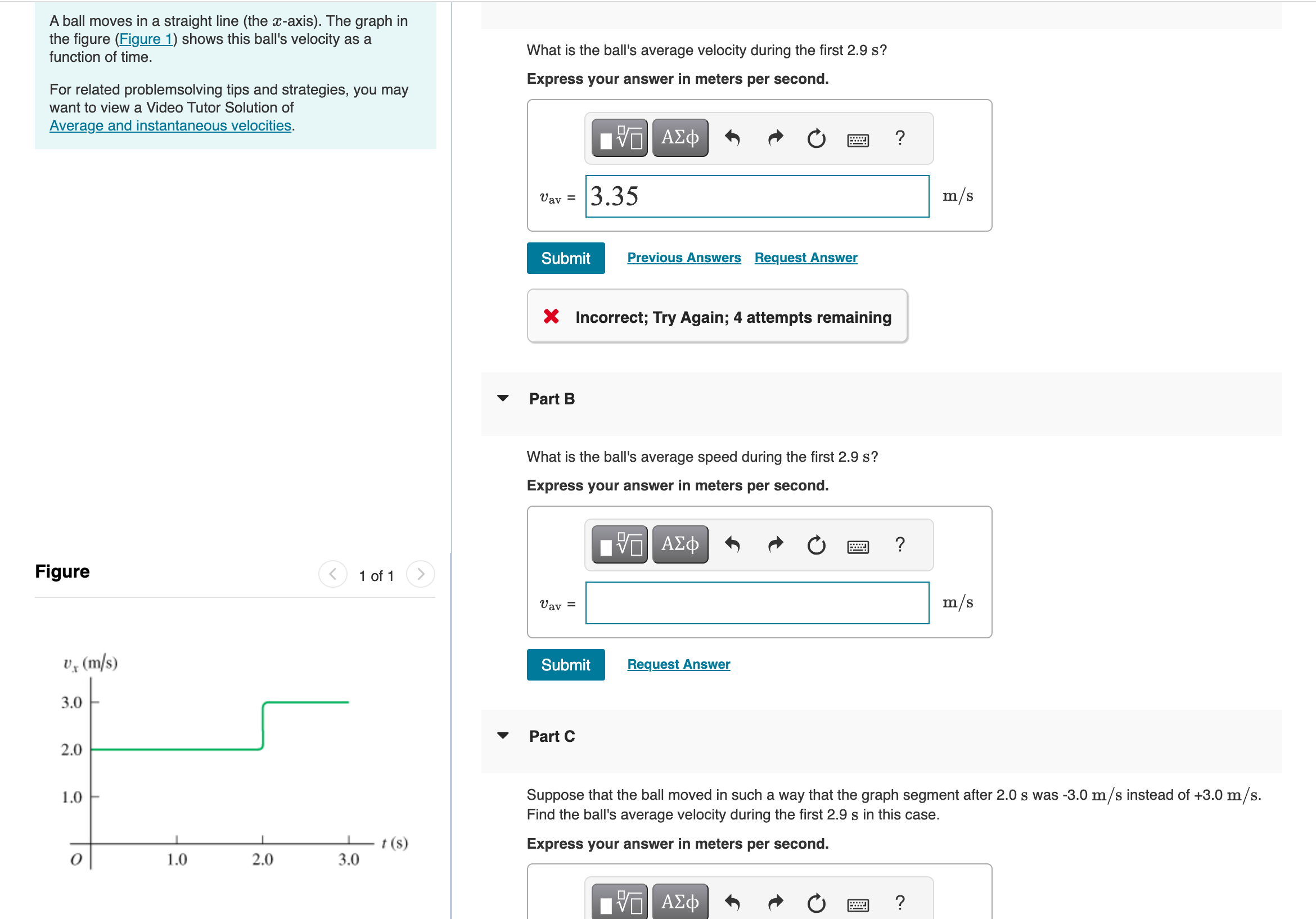 Solved A ball moves in a straight line (the x-axis). The | Chegg.com