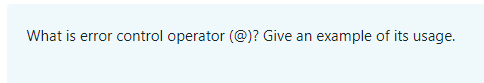 Solved What is error control operator (@)? Give an example | Chegg.com