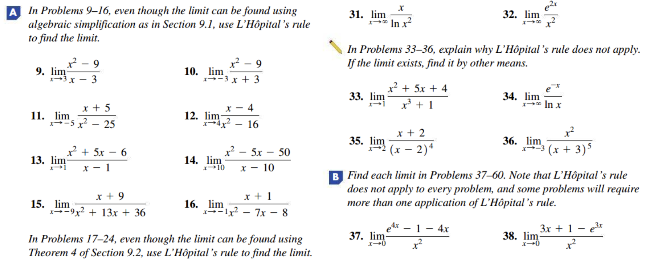 Solved A In Problems 9-16, Even Though The Limit Can Be 