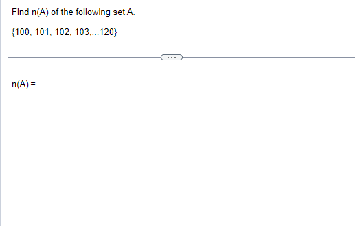 Solved Find n(A) of the following set A. | Chegg.com