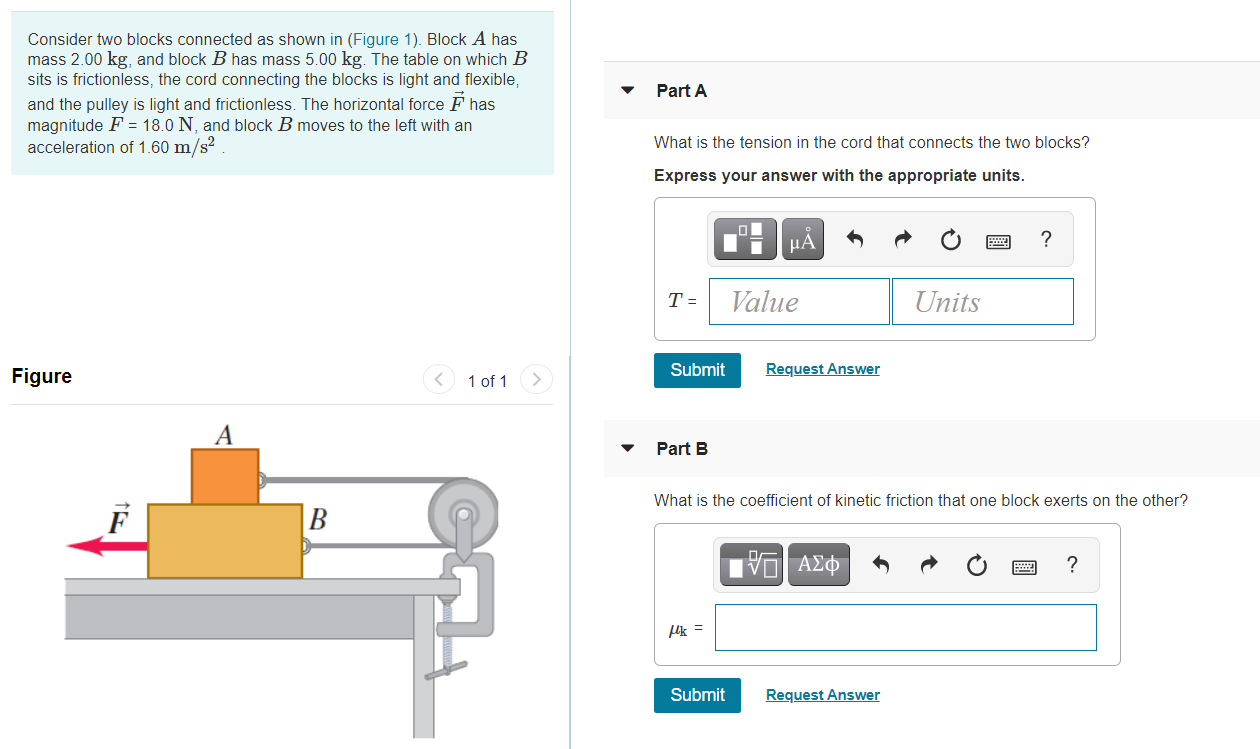 Solved Consider Two Blocks Connected As Shown In Figure Chegg Com