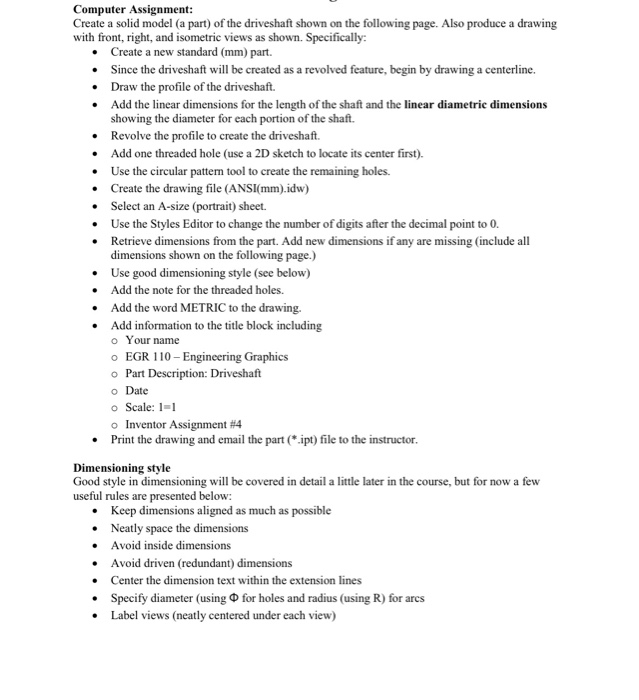Solved Computer Assignment Create a solid model (a part) of | Chegg.com