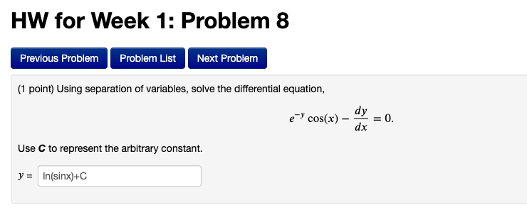 Solved HW for Week 1: Problem 8 Previous Problem Problem | Chegg.com