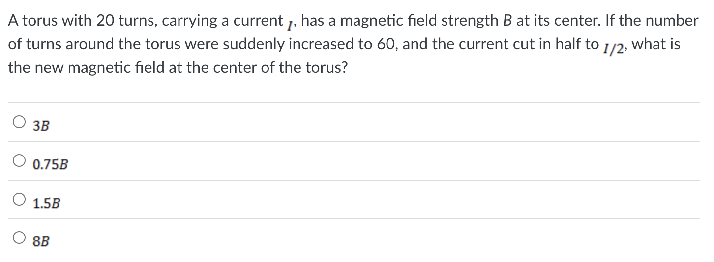 Solved A torus with 20 turns, carrying a currentſ, has a | Chegg.com