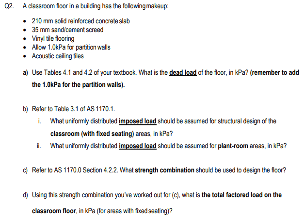 Solved Q2. A classroom floor in a building has the following | Chegg.com