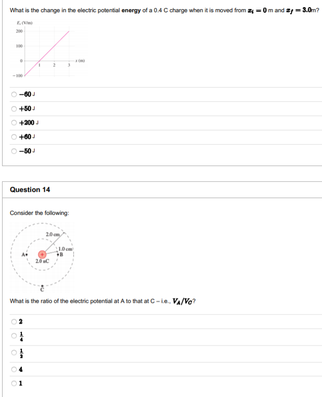 Solved What is the change in the electric potential energy | Chegg.com