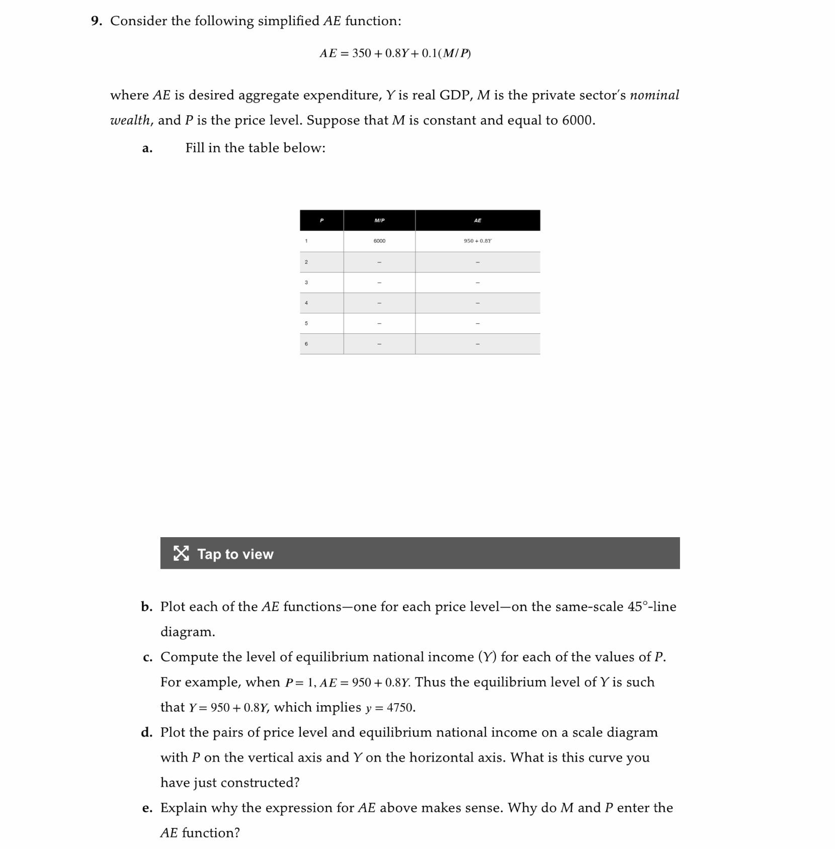 Solved 9 Consider The Following Simplified Ae Function Chegg Com