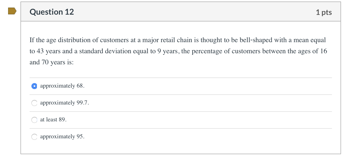 Solved Question 12 1 pts If the age distribution of | Chegg.com