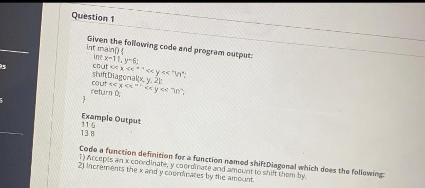 Solved Question 1 es Given the following code and program | Chegg.com