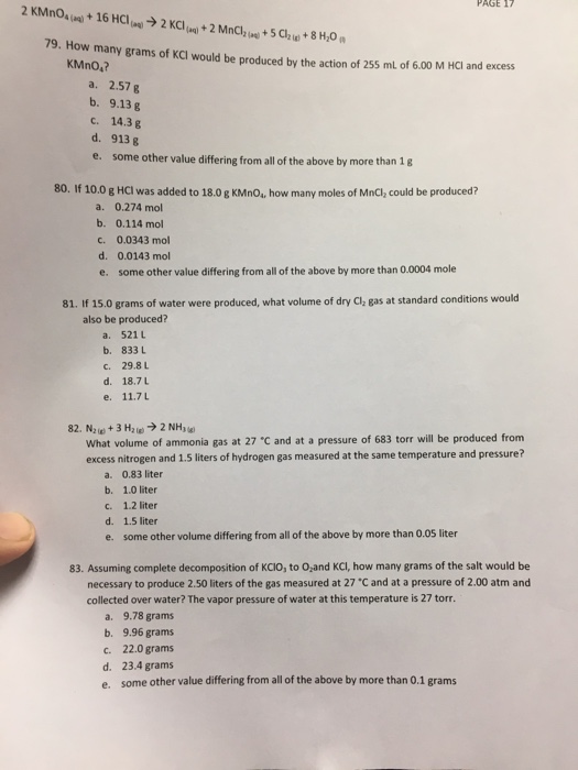 Solved How Many Grams Of Kci Would Be Produced By The