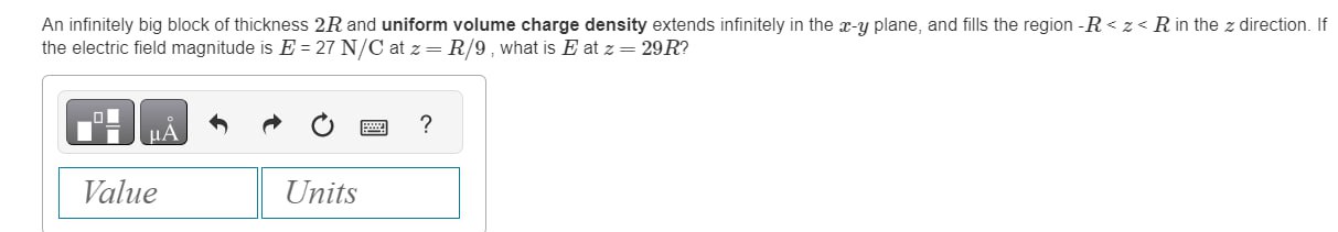 Solved An infinitely big block of thickness 2R and uniform | Chegg.com