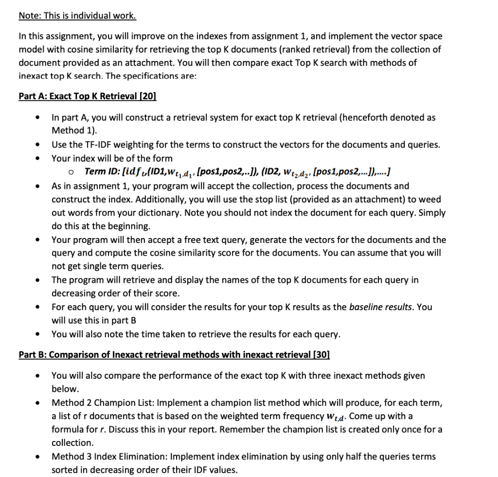 Solved Note: This is individual work In this assignment, you | Chegg.com
