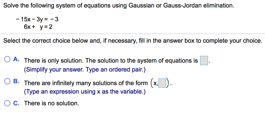 Solved Solve the following system of equations using | Chegg.com