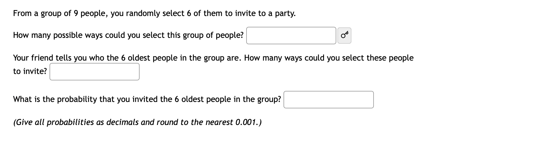 Solved From a group of 9 people you randomly select 6 of Chegg com