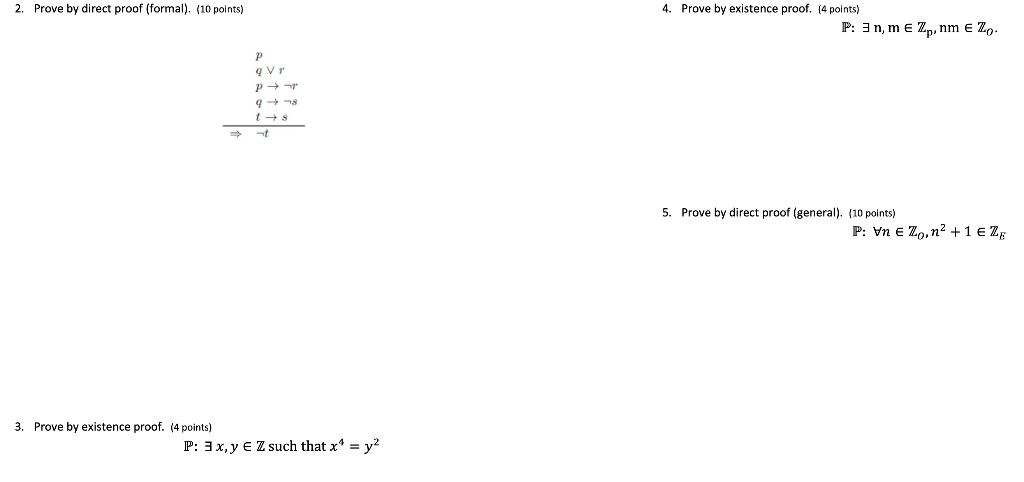 Solved 2. Prove by direct proof (formal). (10 points) 4. | Chegg.com