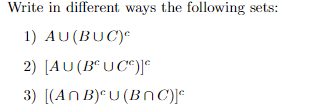 Solved Write In Different Ways The Following Sets: 1) AU | Chegg.com