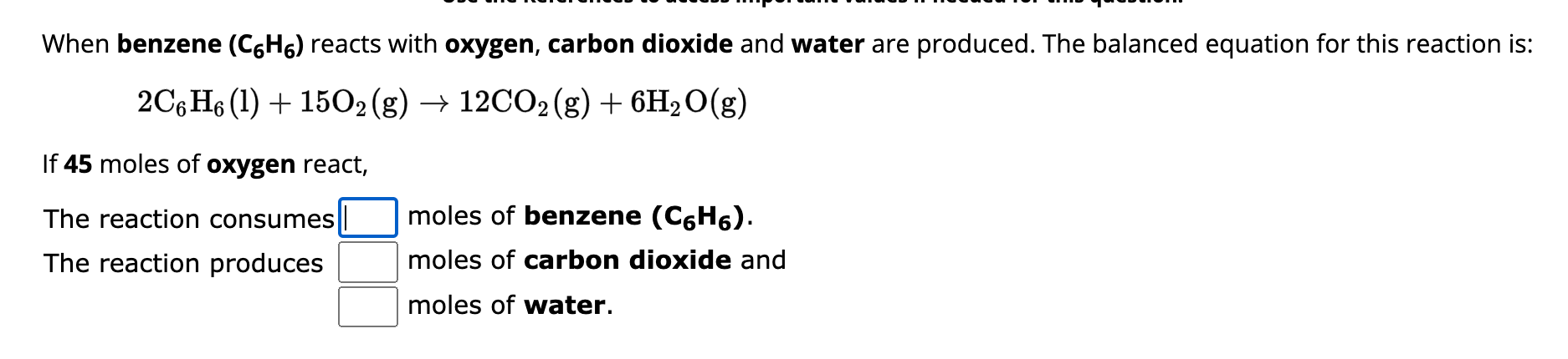 Solved When benzene (C6H6) reacts with oxygen, carbon | Chegg.com