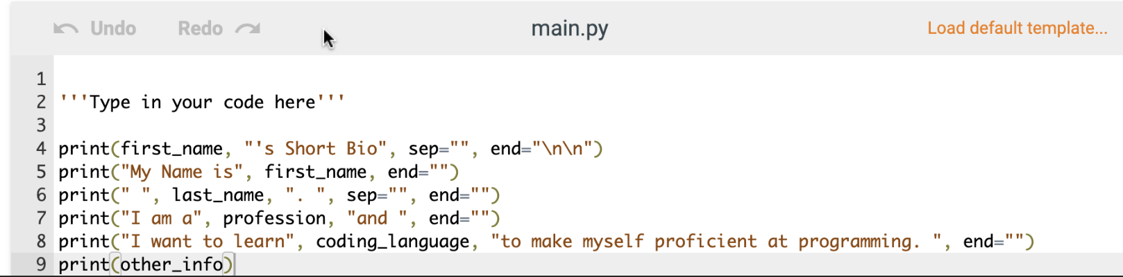 Solved 111. code in python. please use the same template in | Chegg.com