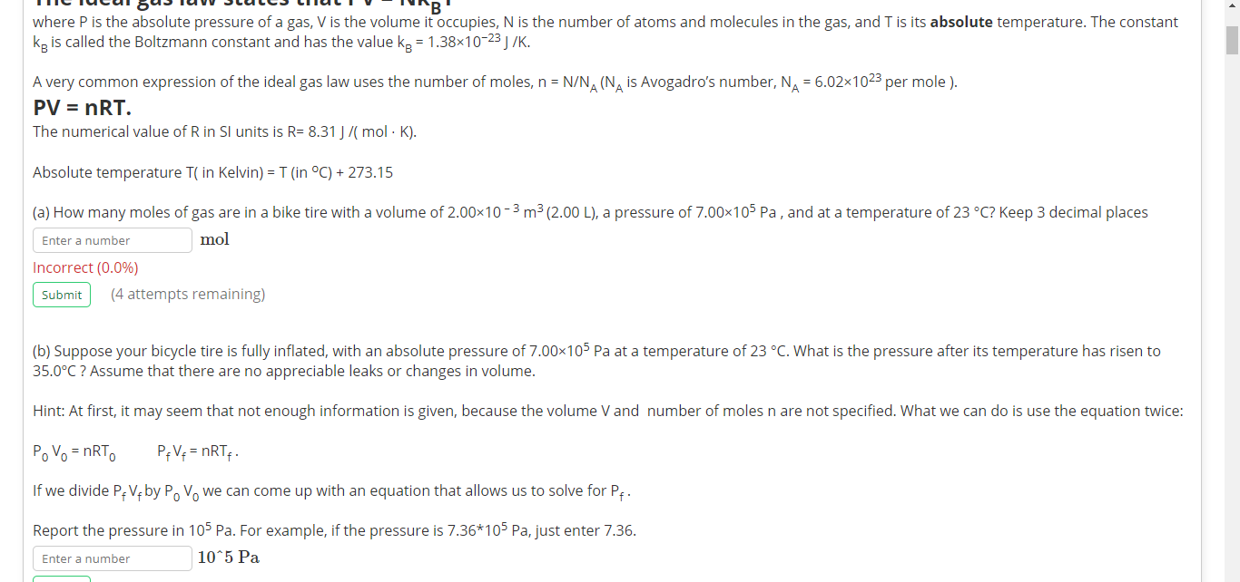 Solved Uli Vib Where P Is The Absolute Pressure Of A Gas Chegg Com