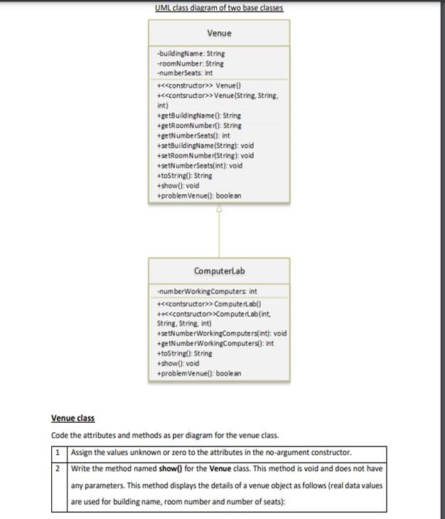Solved Write The Java Classes as shown in the problem. | Chegg.com
