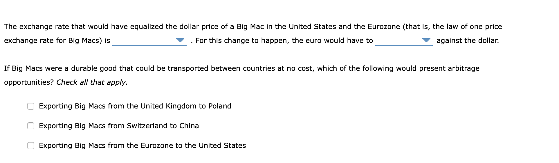 Solved 3 The Big Max Index Using Data From The Economist s Chegg