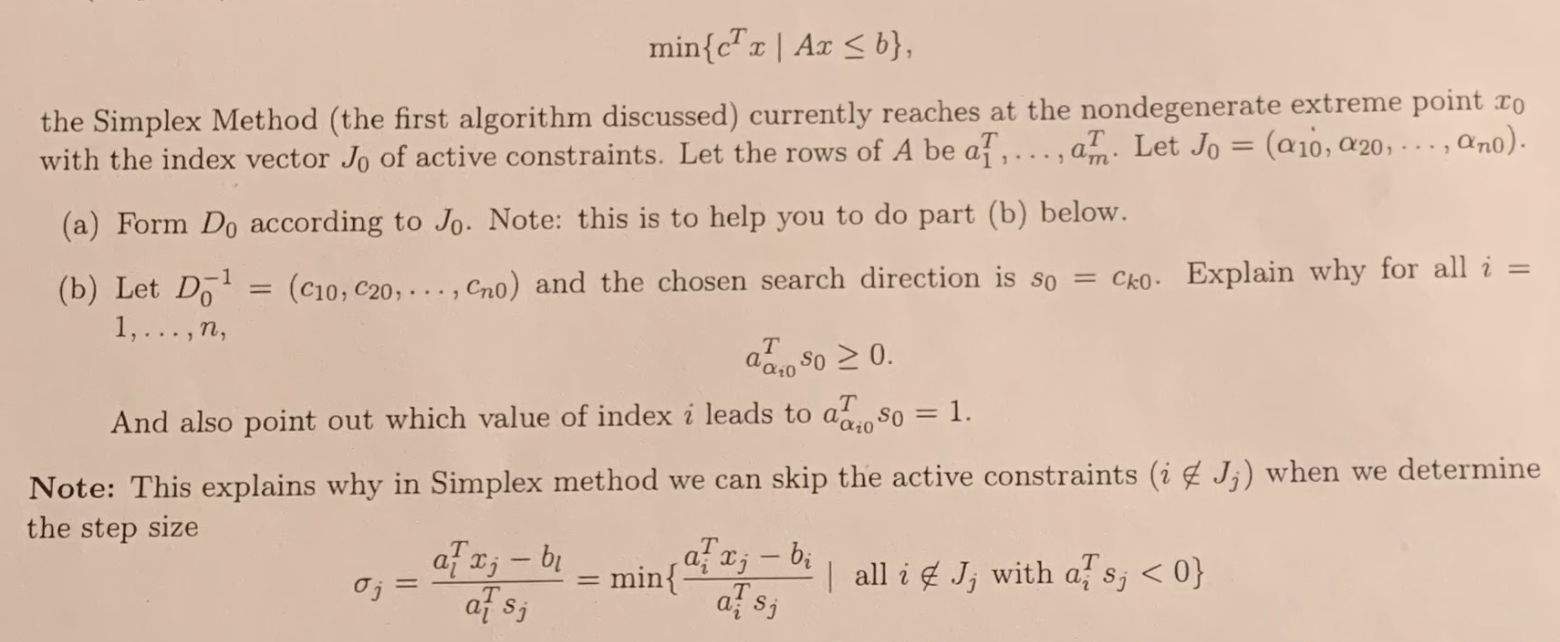 Solved Min{cTx∣Ax≤b} The Simplex Method (the First Algorithm | Chegg.com