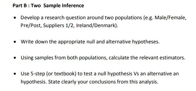 Solved Part B Two Sample Inference . Develop A Research | Chegg.com