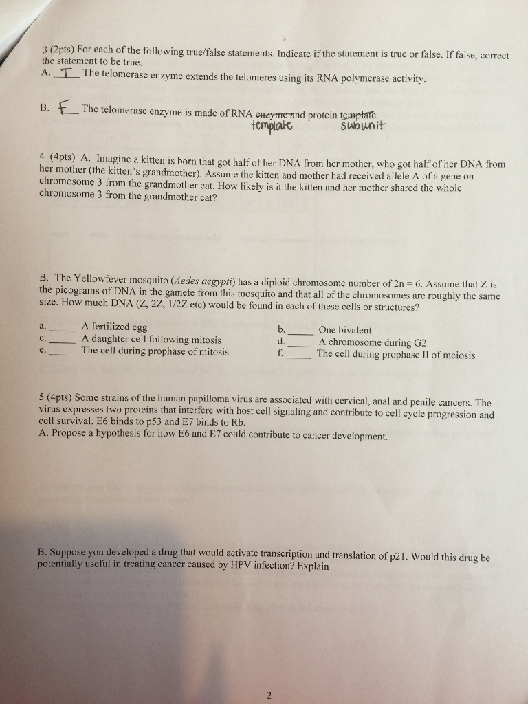 Help with biology homework answers