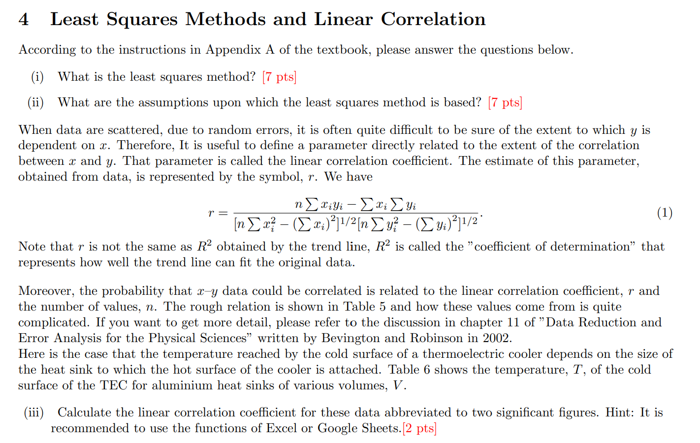 4 Least Squares Methods and Linear Correlation | Chegg.com