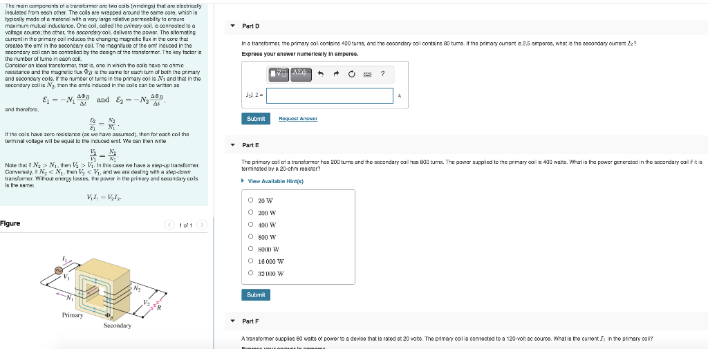 Solved Part A The primary call of a transformer contains 100
