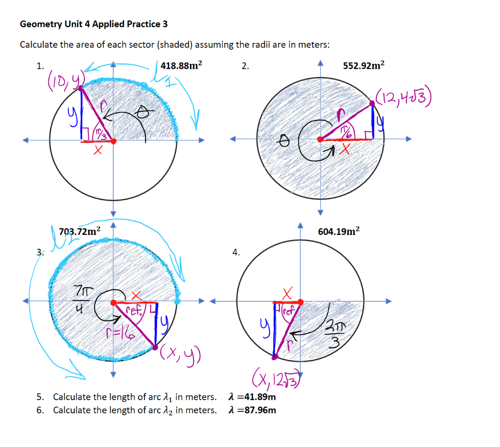 Solved Geometry Unit 4 Applied Practice 3 Calculate the area | Chegg.com