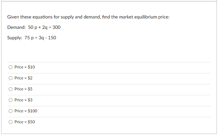 Solved Given These Equations For Supply And Demand, Find The | Chegg.com