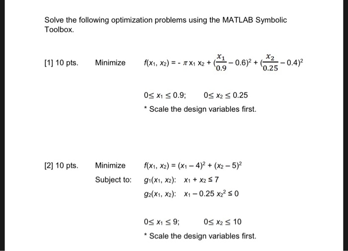 Solve the following optimization problems using the | Chegg.com
