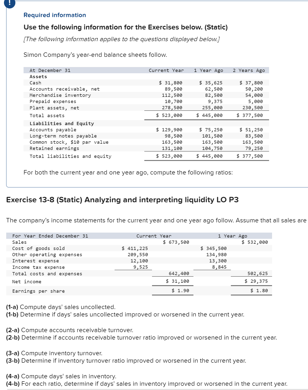 Solved 1A, 2A, 3A, 4A require current and last year | Chegg.com