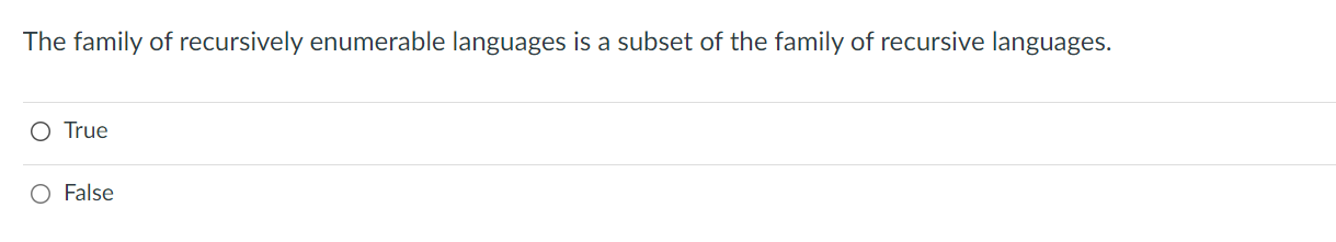 Solved The family of recursively enumerable languages is a | Chegg.com