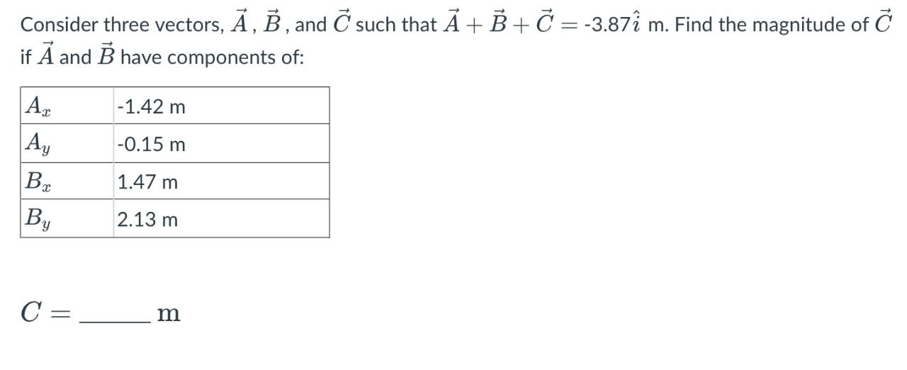 Solved 7 Consider Three Vectors, Ā, B, And C Such That A + B | Chegg.com