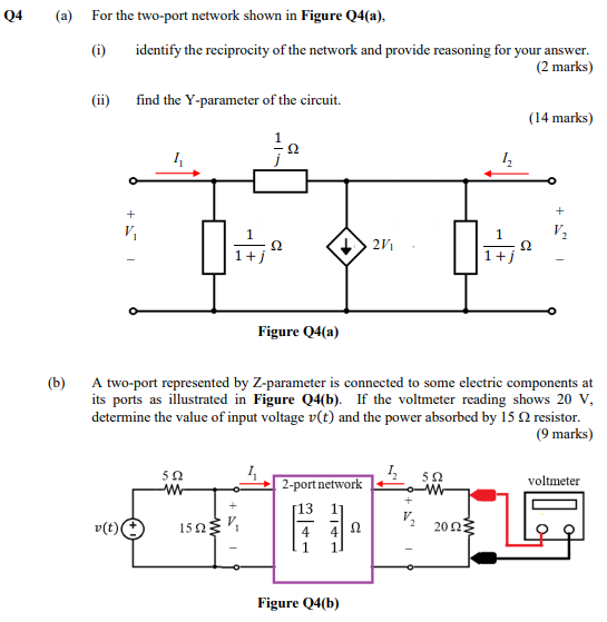 Solved Q4 (a) For the two-port network shown in Figure | Chegg.com