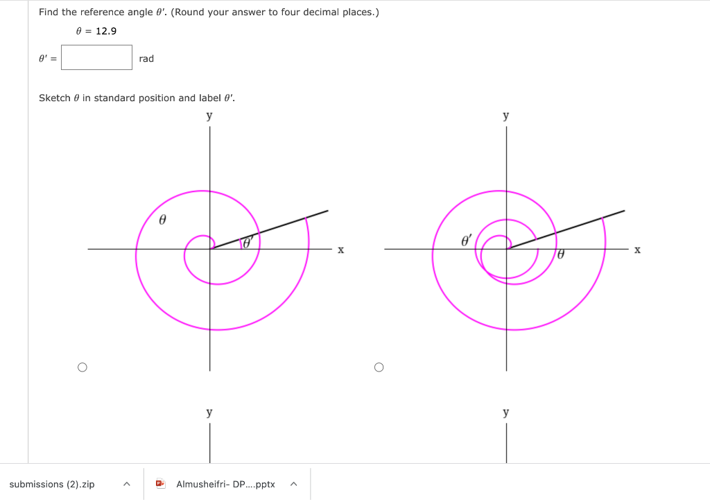 Solved Find the reference angle '. (Round your answer to