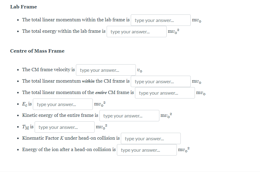 Lab Frame The total linear momentum within the lab