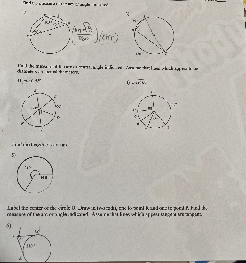 Solved Find The Measure Of The Arc Or Angle Indicated. V ? S | Chegg.com