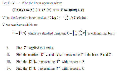 Solved Let T V V Be The Linear Operator Where Tf X Chegg Com