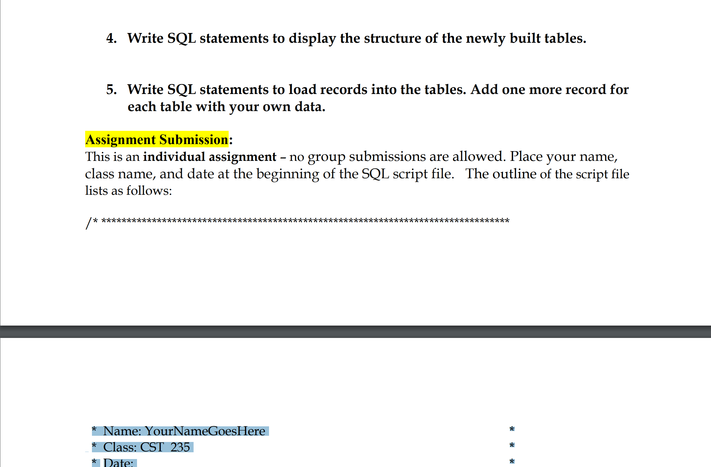 Objectives: Write SQL statements to define a | Chegg.com