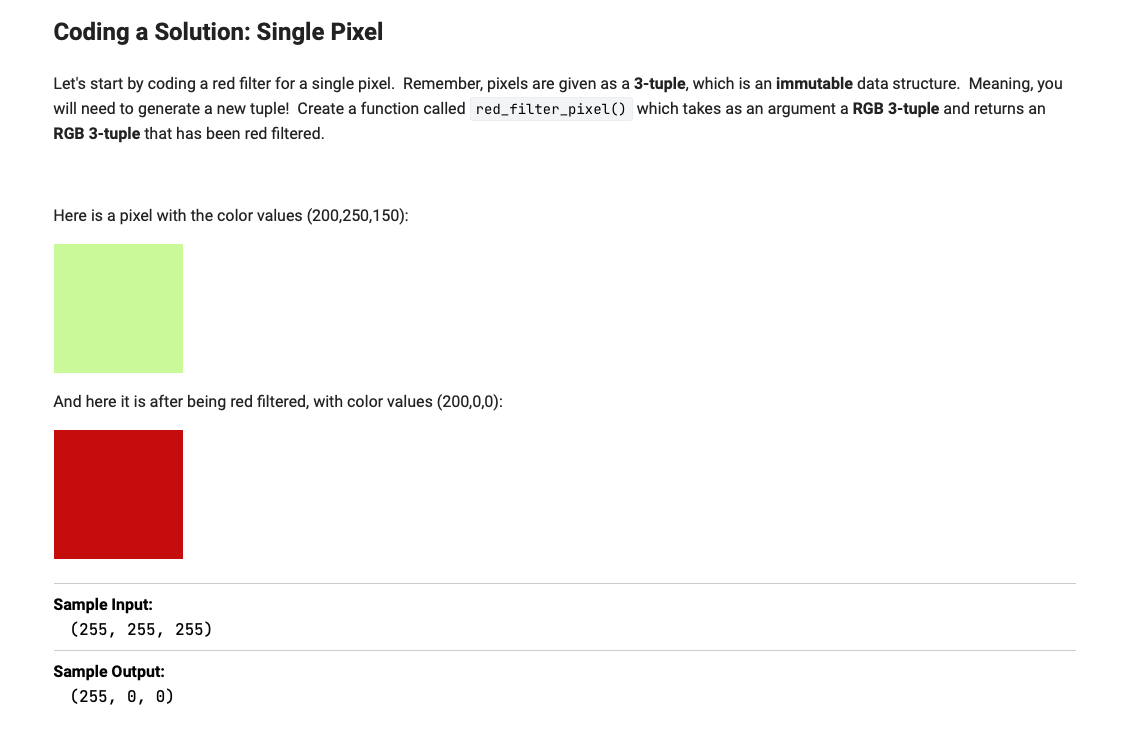 Solved Coding a Solution: Single Pixel Let's start by coding | Chegg.com