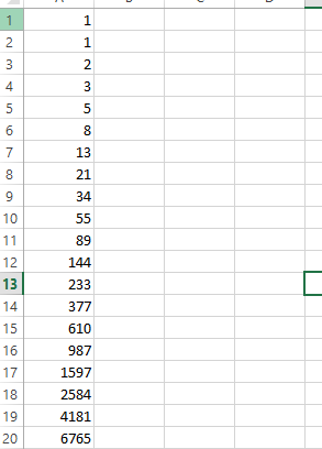 377 610 987 1597 2584 4181 6765