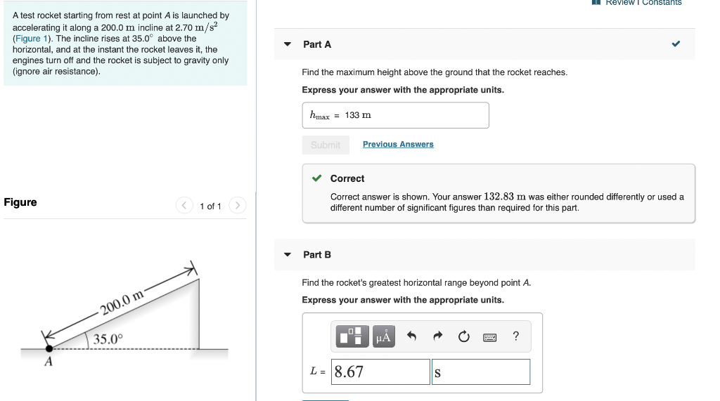 Solved Review Constants A Test Rocket Starting From Rest At | Chegg.com