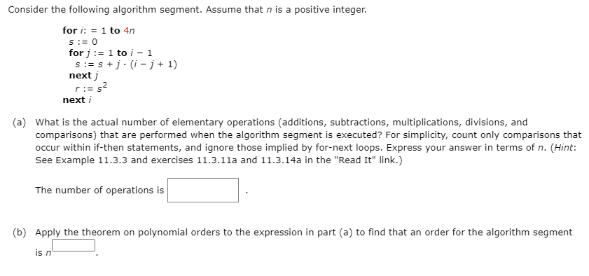 Solved Consider The Following Algorithm Segment Assume T Chegg Com