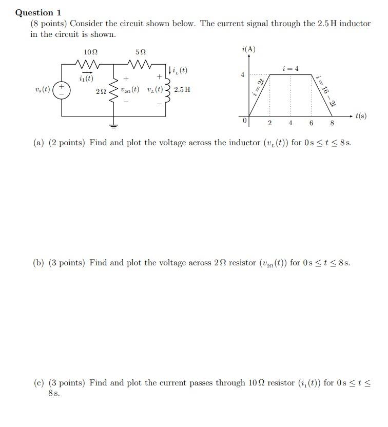 Solved Question 1 (8 points) Consider the circuit shown | Chegg.com
