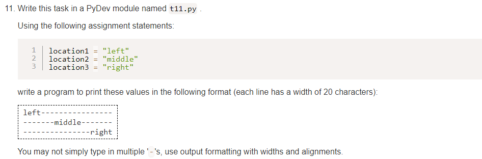 Solved 15. Write this task in a PyDev module named t15.py | Chegg.com