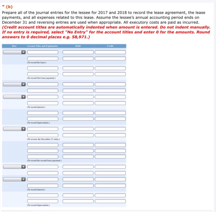 Solved (b) Prepare All Of The Journal Entries For The Lessee | Chegg.com